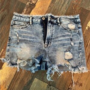 VERVET BY FLYING MONKEY Light Wash Distressed Denim Shorts